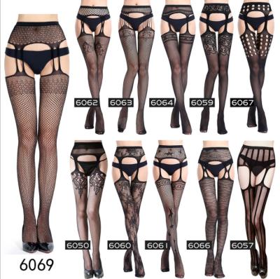 China VAQUA breathable lace up patterned net pantyhose stockings net tights small hole pattern floral gaiters pantyhose for sale