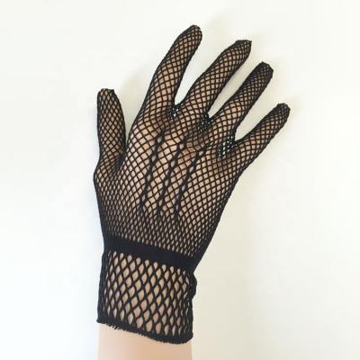 China White-Wedding Stage Decoration VAQUA Women's Mesh Net Lace Gloves Bride Wedding Party Short Mesh Glove for sale