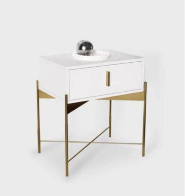 China ECO-FRIENDLY METAL LEG GOLDEN BEDSIDE TABLE NIGHTSTAND WITH DRAWERS for sale