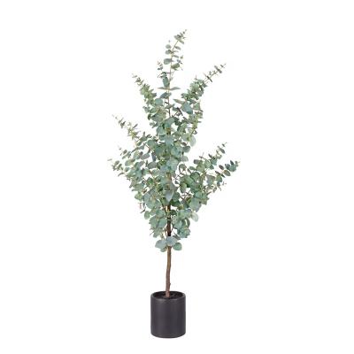 China Environmental Protection Hotel Garden Decorative Artificial Plants Bonsai Eucalyptus Stems Potted Eucalyptus Trees for sale