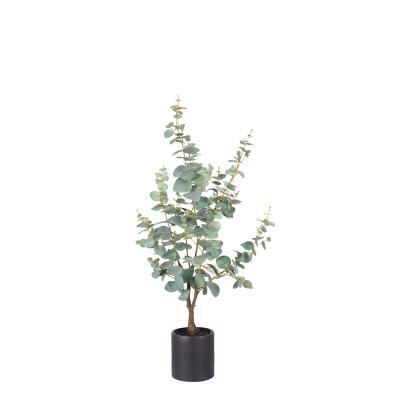 China Green Eucalyptus Artificial Stem Hotel Decoration Indoor Eucalyptus Garden Plant Decoration and Potted Outdoor for sale