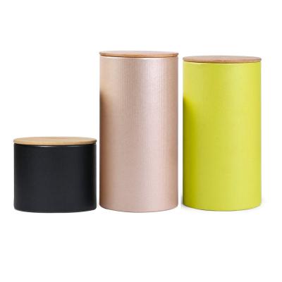 China Other Custom Printed Cylinder Tea Tube Box Cardboard Paper Packaging Tube With Wooden Lid for sale