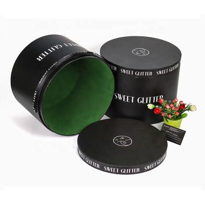 China Recyclable Custom Logo Luxury Round Flower Gift Velvet Packaging Box for sale