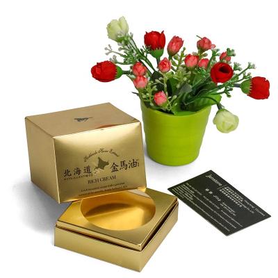 China Recyclable cosmetic gold paper box packaging custom cardbord gold foil small paper box for face cream for sale