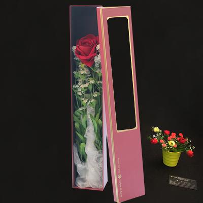 China Recyclable Luxury Lid Base Cardboard Rose Packaging Customized Preserved Flower Gift Box With Window for sale