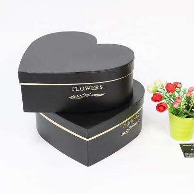 China Recyclable Customized Black With Foil Logo Cardboard Gift Heart Shape Flower Box for sale