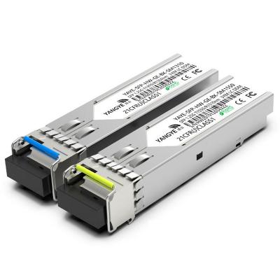 China FTTH YG-82 1.25G Network Connection Fiber Optic SFP Module Gigabit 1310nm/1550nm A Pair Single Mode Fiber Optic LC Single Interface for sale