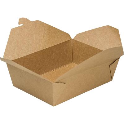 China Hot Sales Recyclable Disposable Takeaway Food Containers Kraft Paper Packaging Paper Box For Lunch for sale