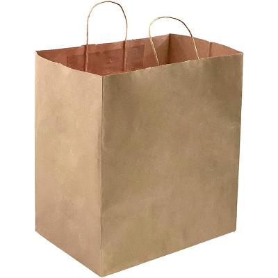 China Biodegradable Custom Printed Your Own Logo White Brown Kraft Gift Craft Paper Gift Bag With Handles for sale