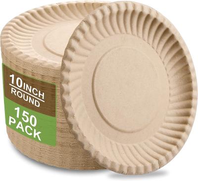 China 150 Pack Disposable Paper Plates Disposable 10 Inches Heap Bulk Biodegradable Compostable Heavy Duty Paper Plate for sale