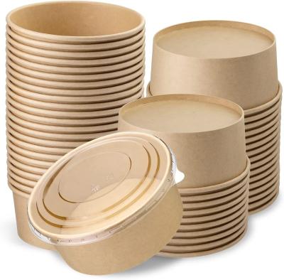 China Wholesale Disposable Square Paper Bowls Container Disposable Salad Round Wrapping Paper Bowl With Lid for sale