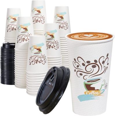 China Coffee Paper Cup Disposable Biodegradable Double Wall Hot Paper Cup and Lid Cover with Custom Logo for sale