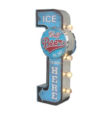 China Modern craft beer sign, illuminated by large battery operated LED lights, double sided metal marquee display, wall decor designed for sale