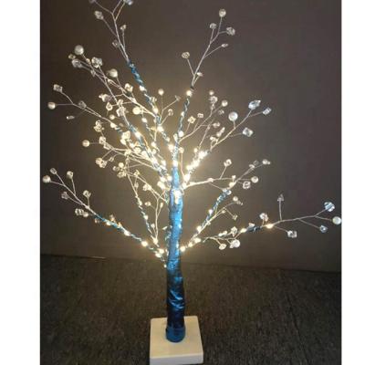 China Copper Decorative Jeweled Beads String Tree Lamp LED Battery&USB Table Night Light 23.6 Inch With 24 Warm White Fairies Li for sale