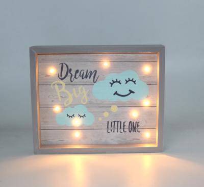 China Customized ON-OFF Frame Giftlightbox LED Wooden Letter Craft Light Wooden Light Box for sale