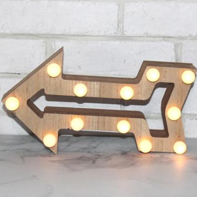 China Custom Wooden Led Arrow Lights Heart Arrow Star Shape for sale