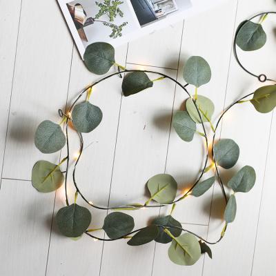 China Commercial Use LED Light Eucalyptus Leaves Decoration String Lights Home Decor for sale