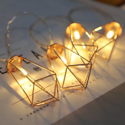 China Commercial Use 10 LED Rose Gold Metal Diamonds String Fairy Lights Christmas Wedding Lamp for sale