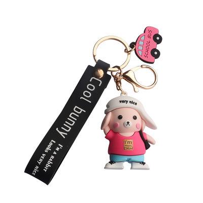 China Cute Decoration Fashion Cartoon Silicone Rabbit Key Chain Key Chain For Phone Bag Car for sale