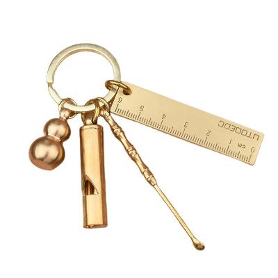 China Bottle Openner Porcelain Style 3D Metal Key Chain Brass Promotional Multifunctional Key Ring For Sale Gift for sale