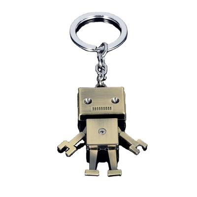 China 2021new color vintage retro style alloy metal bronze mobile joint special robots 3d retro key chain for sale