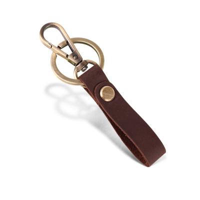 China Luxury Lanyard Luxury Cow Hide Real Leather Key Chain Key Rings For Men for sale