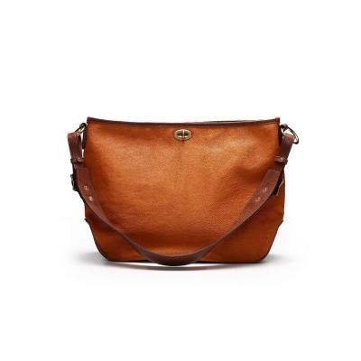 China New Arrival International Lavish Brass Twist Genuine Leather Vegetable Tanned Leather Fashion Handbag Tote Bag For Women Shoulder Bag for sale