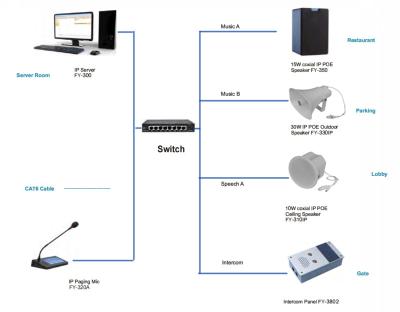 China Public Network Addressing System IP Based Network PA Solution For School Hotel Mall Factory for sale