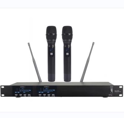 China 2 Channel Professional 2023 UHF Microphone UHF Wireless Microphone New Arrival 2 Channel Handheld Ktv Wireless Karaoke/Lavaliers/Headwear Stage Microphone for sale