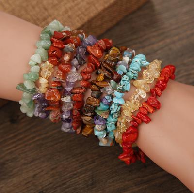 China BOHEMIA Seven Rings Natural Crystal Gravel Bangle Color Bohemian Bracelet for sale