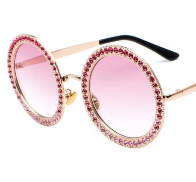 China Fashion sunglasses 2021 women multicolor new diamond-inset glass case sunglasses luxury round ocean piece polarized for sale