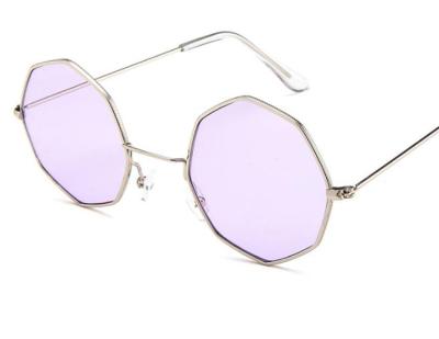 China Vintage Big Sunglasses 2020 Fashion Polygon Sunglasses Female Octagon Tinted Clear Metal Frame Sun Glasses Men Women for sale