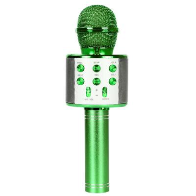 China Handheld Microphone Mic Handy Mike Wireless Karaoke Portable Microphone with Controllable LED Lights and Speaker for Kids Play (Green) for sale