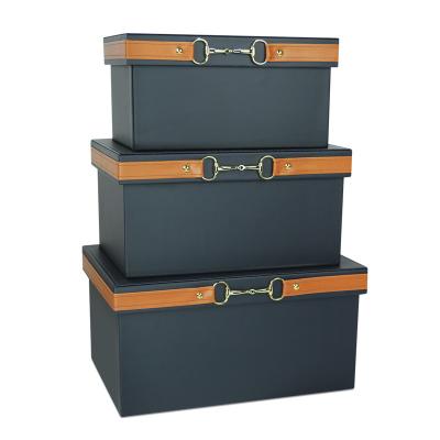 China Christmas Decorative Gift Box China Storage Crate Leather Trunk For Office Home Wedding Storage And Display for sale