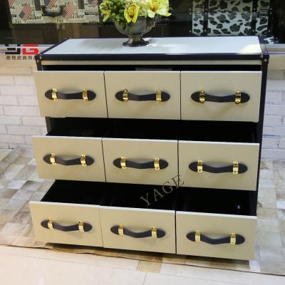 China China factory direct hot sale classic solid wood wooden leather cabinet with 9 DRAWERS for sale