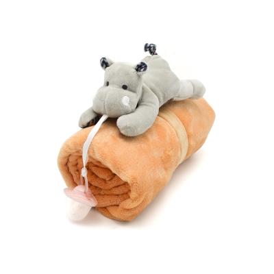 China Wholesale Custom Cute Hippo Fox Plush 30X40Inch Soft Stuffed Animal Nipple Covering Monkey Sucking Baby Toy With Blanket For Newborn for sale