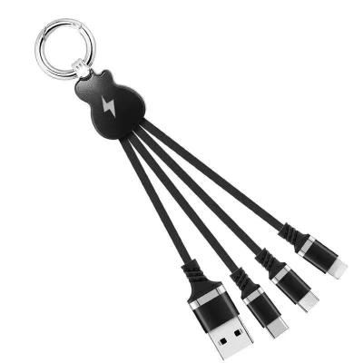 China MP3/MP4 Player Fashion Guitar Data Cable Customized LOGO 3 in 1 USB Key Chain Charging Cable for Gifts for sale