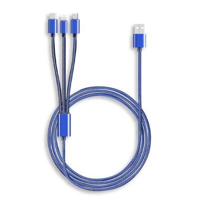 China MP3/MP4 Player Kurras 5a 3in1 Cowboy Data Cable Usb Charging Multi Charging Cable 3 in 1 Usb Cable for sale