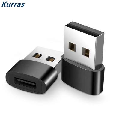 China Kurras Mobile Phone USB C Female to USB A Male Adapter Aluminum Alloy Type C Charger Cable Adapter for iPhone 11 12 13 for sale