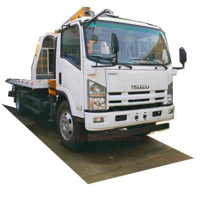 China Road aid rescue i-suzu 6 wheeler flatbed tow truck mounted crane 4*2 car rescue road wrecker for sale à venda