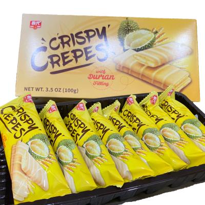 China Low fat coconut cookie with durian cream filling, sandwich cookie, crispy pancakes for sale