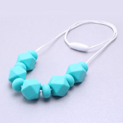 China 100% Non-Toxic Food Grade Silicone Teething Necklace Babies Teething Necklaces Toy Silicone Beads Baby Teether Chewing Toys Shower Gifts for sale