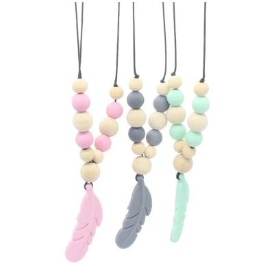 China Non-Toxic 100% Food Grade Amazon Hot Sale Chew Necklaces For Kids Food Grade Silicone Sensory Pen Shape Teething Chewing Necklace For Baby Kids for sale