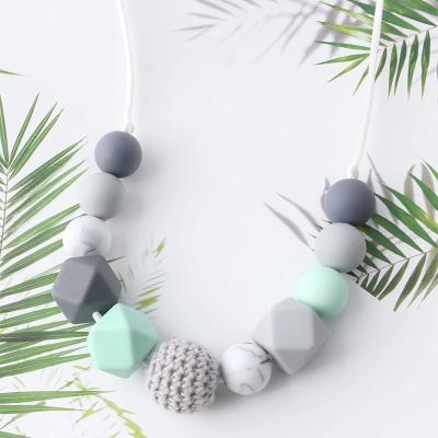 China 100% Non-Toxic Nursing Teether Necklaces Food Grade 100% Silicone Chew Long Chain Necklace for Kids Sensory for sale