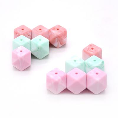 China 100% Non-Toxic Food Grade Silicone Teething Beads Hexagon 14mm Chew Necklace Diy Jewelry Findings Bpa Free 17mm Teether Beads For Baby for sale