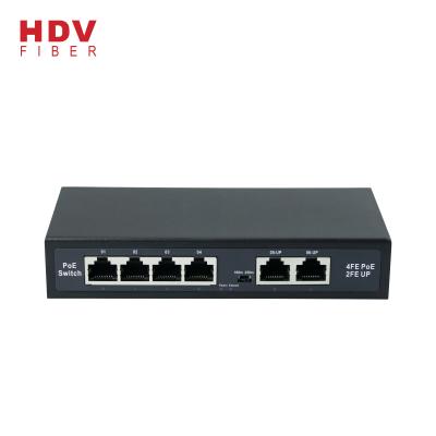 China Original POE Shenzhen Factory External Power Supply 10/100M POE Switch 4 Port With 2 Uplink Port for sale