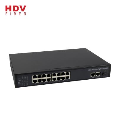 China POE New Arrival AC 100~240V 16 Port POE Switch Gigabit With 2*1000 Uplink RJ45 Port for sale