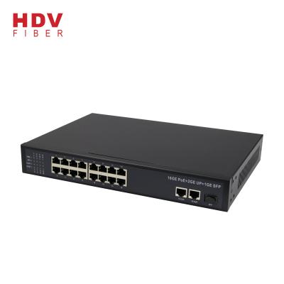 China 2*10/100/1000M Uplink RJ45 OEM/ODM POE Port and 1*1000M SFP 16 POE Port Switch for sale