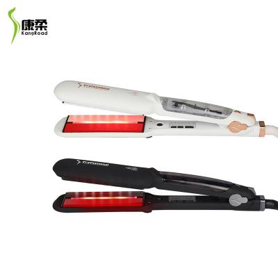 China Steam & Infrared Flat Iron Hair Straightener Steam For 2 In 1 Hair Curler For Straightening Hair Infrared Keep Moisture Ion Ceramic Flat Hair Curlers for sale