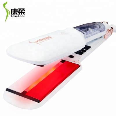 China The Newest Style With Steam Infrared Hair Straightener 2 Flat Iron In 1 LED Display Hair Iron Steam Infrared Hair Straightener for sale